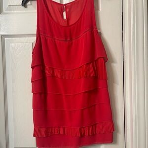 Express Vibrant Fire Orange Mesh Detail Top